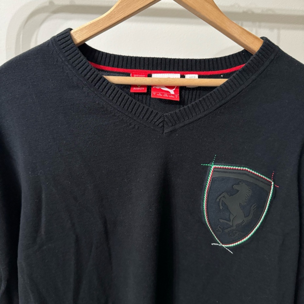 LATGE BLACK PUMA X FERRARI V-NECK SWEATER - Picture 3 of 8